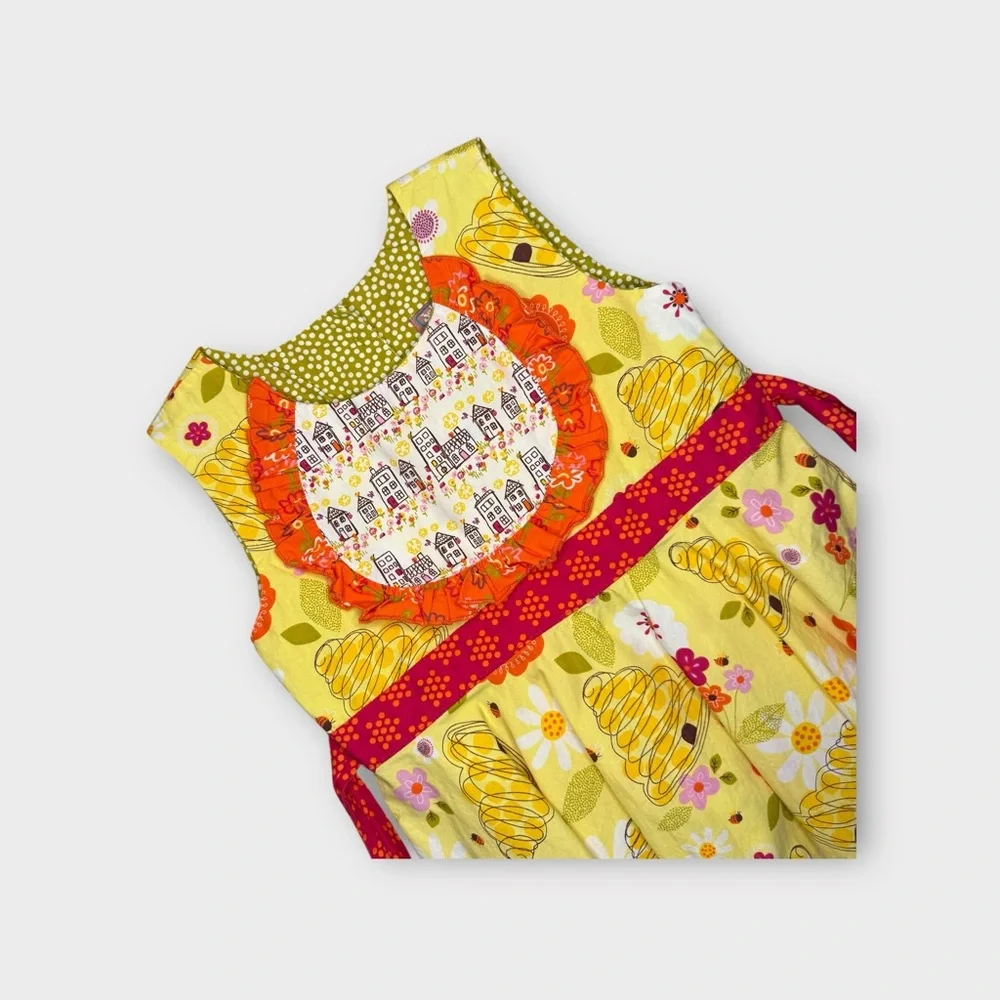 Jelly The Pug Bee Floral Honey House Pattern Yellow Dress